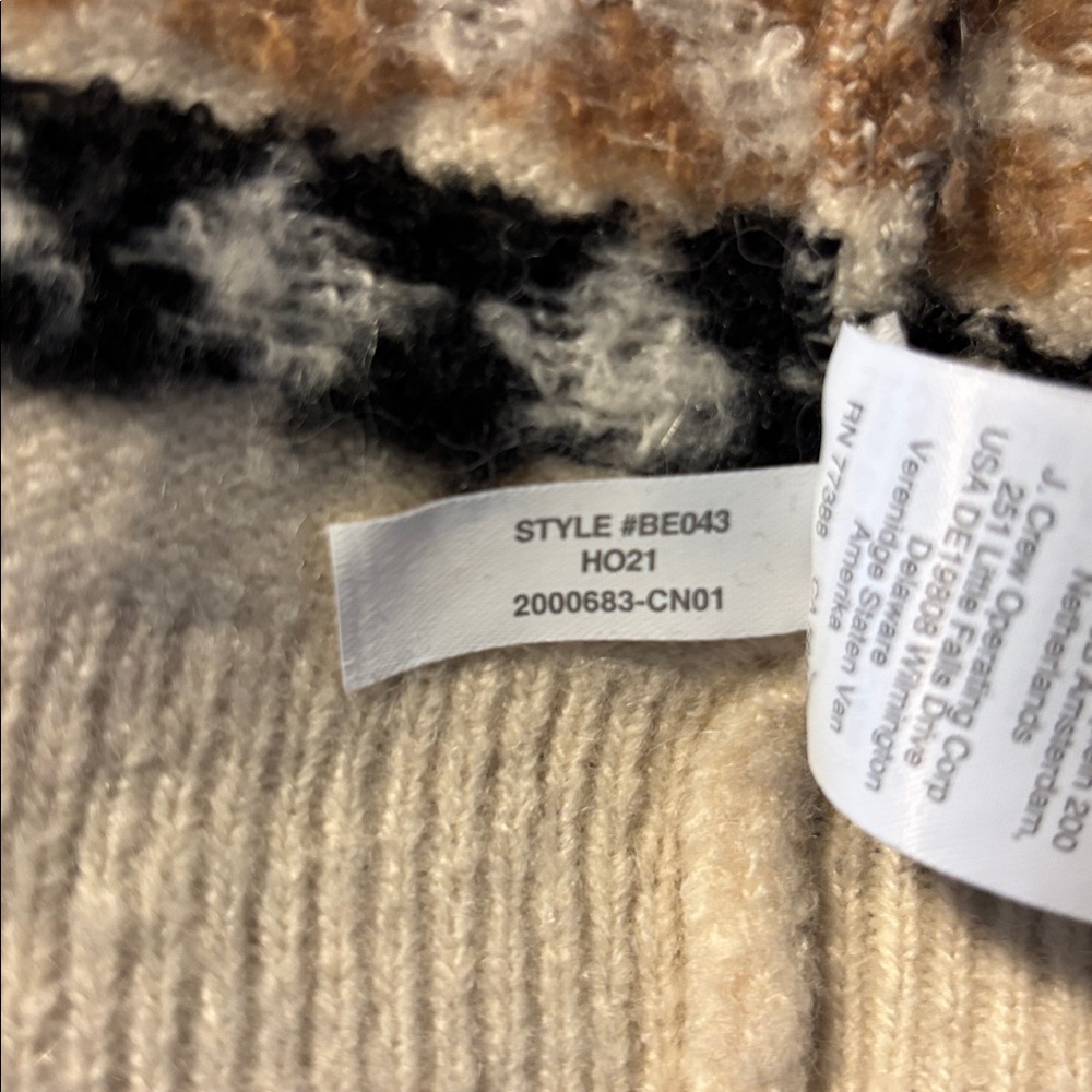 J. Crew Fair Isle Cardigan XS in Heather Fawn Muslin (cream, tan, brown & black) - Picture 7 of 9